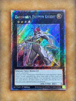 Yugioh Evilswarm Exciton Knight RA04-EN212 Platinum Secret Rare 1st Ed NM - Image 1