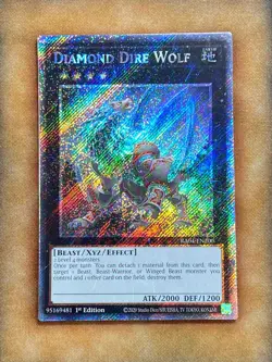 Yugioh Diamond Dire Wolf RA04-EN200 Platinum Secret Rare 1st Ed NM - Image 1