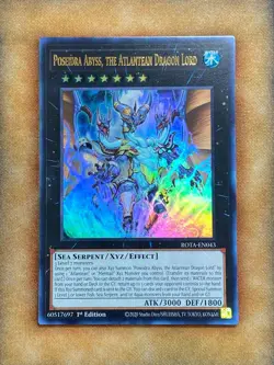 Yugioh Poseidra Abyss, the Atlantean Dragon Lord ROTA-EN043 Ultra Rare 1st Ed NM - Image 1