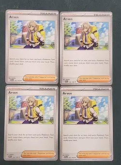 4x Arven 166/198 186/197 - Scarlet & Violet Base Pokemon TCG - Trainer Playset - Image 1