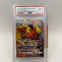 PSA 10 GEM MINT Flareon GX #SM171 Pokemon Sun & Moon Black Star Promo - Image 1