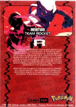 Pokemon Team Rocket The Hunting Mewtwo #150 Mewtwo RR Holo Foil - Image 2