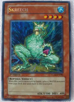 Yugioh 1x Skreech GLAS-EN086 Secret Rare 1st Edition Near Mint - Image 1