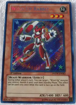 Yugioh 1x Wind-up Rabbit PHSW-EN083 Secret Rare 1st Edition Near Mint - Image 2
