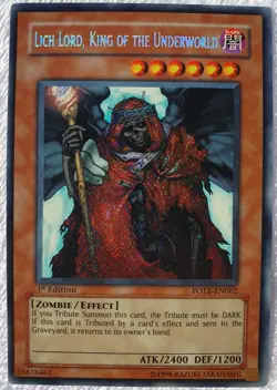 Yugioh 1x Lich Lord, King of the Underworld FOTB-EN062 Secret Rare 1st Ed NM - Image 1
