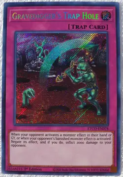 Yugioh 1x Gravedigger's Trap Hole ETCO-EN078 Secret Rare 1st Edition Near Mint - Image 1