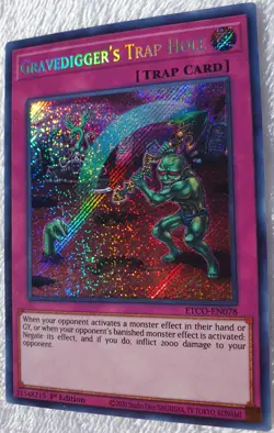 Yugioh 1x Gravedigger's Trap Hole ETCO-EN078 Secret Rare 1st Edition Near Mint - Image 3