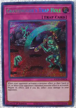 Yugioh 1x Gravedigger's Trap Hole ETCO-EN078 Secret Rare 1st Edition Near Mint - Image 5