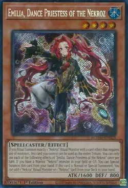 Yugioh! 1x Emilia Dance Priestess of the Nekroz BLMM-EN025 Secret Rare 1st Ed NM - Image 1
