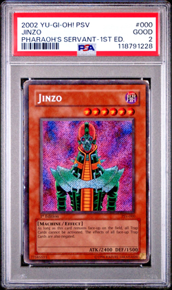 PSA 2 1ST EDITION 2002 Pharaoh's Servant Jinzo PSV-000 YUGIOH Secret Rare - Image 1