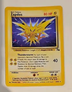 Zapdos 15/62 Holo Rare Fossil Set 1999 - Pokemon Card TCG (Excellent) - Image 1