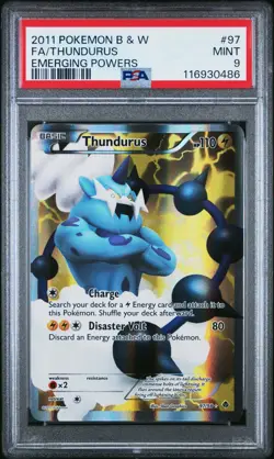 POKEMON PSA 9 MINT Thundurus 97/98 Full Art Ultra Rare BW Emerging Powers *0486 - Image 1