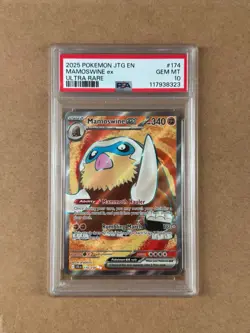2025 POKEMON JTG EN MAMOSWINE ex ULTRA RARE PSA #174 GEM MT 10 - Image 1