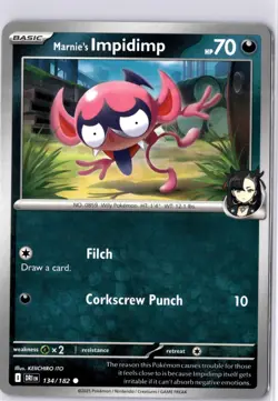 Marnie's Impidimp 134/182 Destined Rivals Regular Common Pokemon Card NM - Image 1
