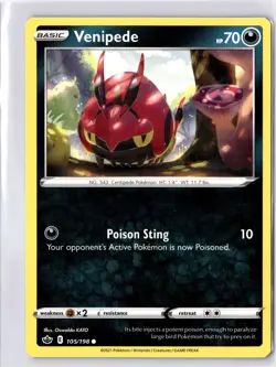 Venipede 105/198 Chilling Reign Regular Common Pokemon Card NM - Image 1