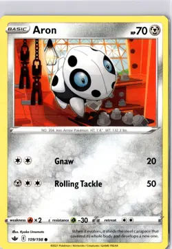 Aron 109/198 Chilling Reign Regular Common Pokemon Card NM - Image 1