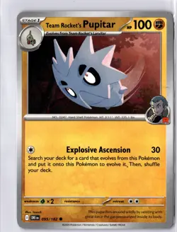 Team Rocket's Pupitar 095/182 Destined Rivals Regular Common Pokemon Card NM - Image 1
