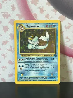 Pokemon TCG Vaporeon 12/64 Jungle Set Holo Rare Card Vintage WOTC 1999 MP - Image 1