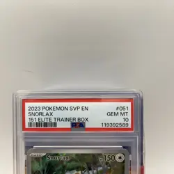 PSA 10 GEM MINT Snorlax ETB SVP 051 Black Star Pokemon 151 2023 English - Image 2