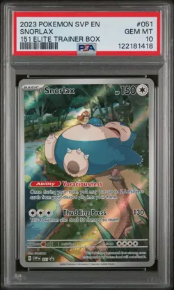 PSA 10 GEM MINT Snorlax ETB SVP 051 Black Star Pokemon 151 2023 English - Image 1