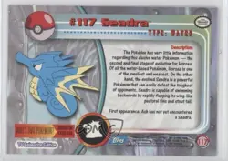 Seadra Italian Topps Pokemon TV Animation Edition Series 2 #117 2000 - Image 2