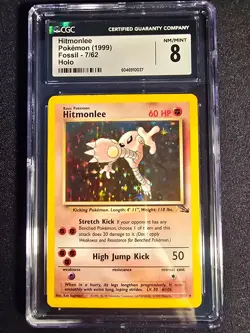 Pokemon TCG Hitmonlee 7/62 Fossil Holo CGC 8 English (not PSA) - Image 1
