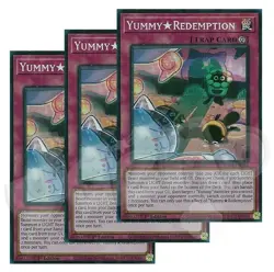Yugioh Yummy Redemption x 3 - 1st Edition Super Rare NM - Plus Free Holo - Image 1