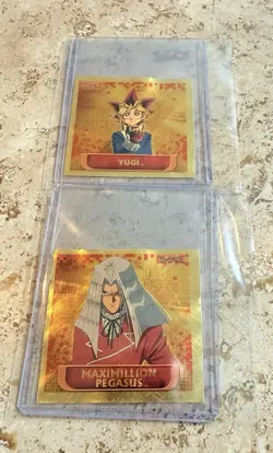 Yugioh Topps Sticker Collection 2002 - Gold Foil Yugi & Maximillion Pegasus - Image 1