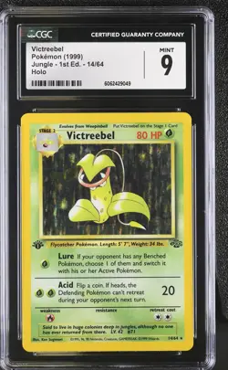 CGC 9 MINT Victreebel 1999 Jungle 1st Edition 14/64 Holo Pokemon Card psa - Image 1