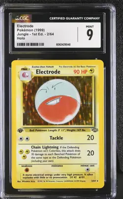 CGC 9 MINT Electrode 1999 Jungle 1st Edition 2/64 Holo Pokemon Card psa - Image 1