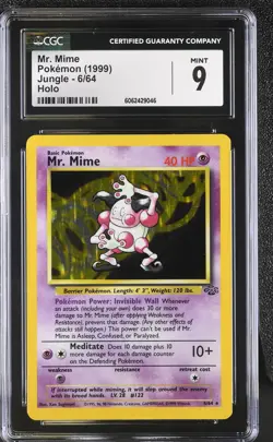 CGC 9 MINT Mr. Mime 1999 Jungle 6/64 Holo Pokemon Card psa - Image 1