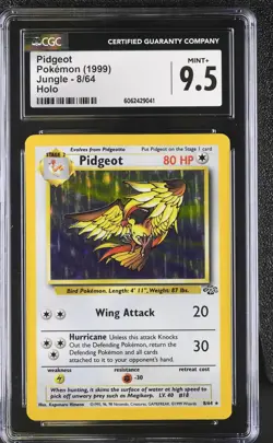 CGC 9.5 MINT+ Pidgeot 1999 Jungle 8/64 Holo Pokemon Card psa - Image 1