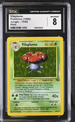 CGC 8 Vileplume 1999 Jungle 15/64 Holo Pokemon Card psa - Image 1