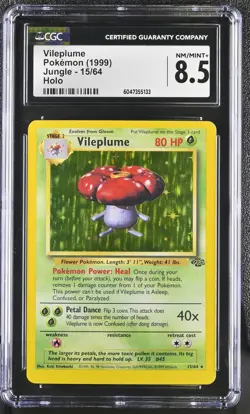 CGC 8.5 Vileplume 1999 Jungle 15/64 Holo Pokemon Card psa - Image 1