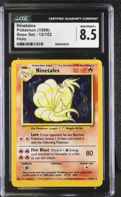 CGC 8.5 Ninetales 1999 Base Set 12/102 Holo Pokemon Card psa - Image 1