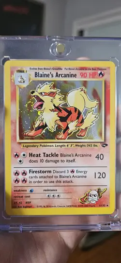 Pokemon TCG Blaine's Arcanine Gym Challenge Holo Card 1/132. SWIRL 💫. MINTY 🌟 - Image 1