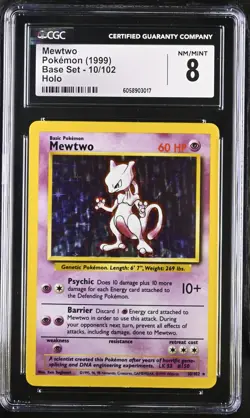 CGC 8 Mewtwo 1999 Base Set 10/102 Holo Pokemon Card psa - Image 1