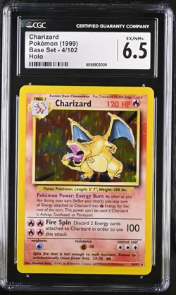 CGC 6.5 Charizard 1999 Base Set 4/102 Holo Pokemon Card - Image 1