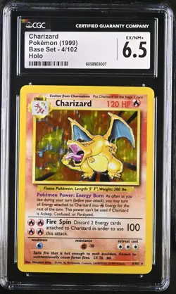 CGC 6.5 Charizard 1999 Base Set 4/102 Holo Pokemon Card - Image 1