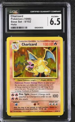 CGC 6.5 Charizard 1999 Base Set 4/102 Holo Pokemon Card - Image 1