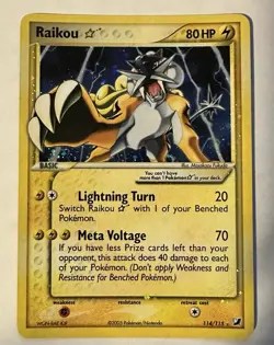 Pokemon Card Raikou Gold Star 114/115 EX Unseen Forces Holo Rare - Image 1