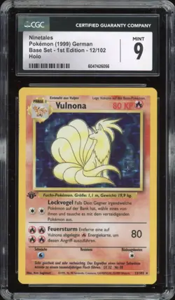 1999 Pokemon GERMAN 1st Edition Base Set Vulnona-Ninetales Holo 12/102 CGC 9 - Image 1