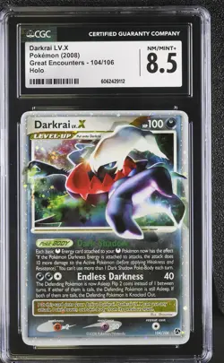 CGC 8.5 Darkrai LV.X 2008 Great Encounters 104/106 Holo Pokemon Card psa - Image 1