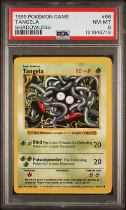 1999 Pokemon Game Shadowless # 66 Tangela PSA 8 Card NM-MINT BASE SET Free Ship! - Image 1