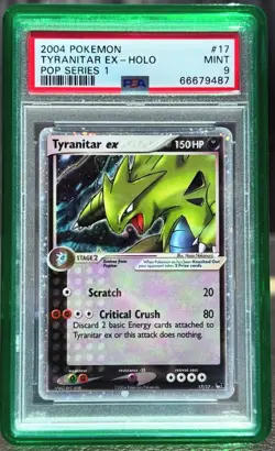 PSA 9 MINT Tyranitar ex 17/17 HOLO POP Series 1 2004 Pokemon Card - Image 1