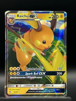 Pokemon Raichu GX Card 20/68 Thunderbolt Spark Ball HP 210 Shiny Holo - Image 1