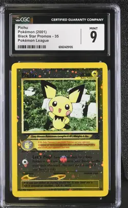 CGC 9 MINT Pichu 2000 Black Star Promo 35 Reverse Holo Pokemon Card psa - Image 1