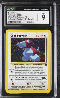 CGC 9 MINT Cool Porygon 2000 Black Star Promo 15 Holo Pokemon Card psa - Image 1