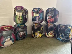 Beautiful Pokemon Trading Card Empty TIN Can Collector’s No Cards-8 Lot - Image 1