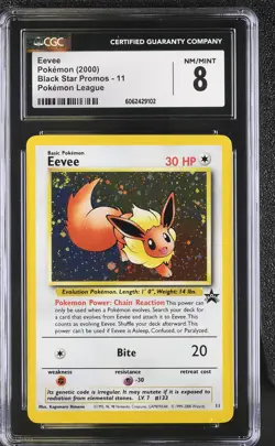 CGC 8 Eevee 2000 Black Star Promo 11 Holo SWIRL Pokemon Card psa - Image 1